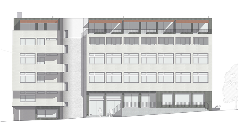 Wohnen - Arbeiten - Begegnen: Zukunft GGHZ mit neuem Zugang, Bistro und neuem Attikageschoss