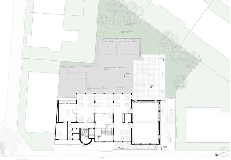 Situation Eingangsgeschoss nach Umbau mit neuem Bistro und polyvalentem Saal